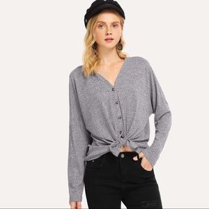 Single Breasted V Neck Tee